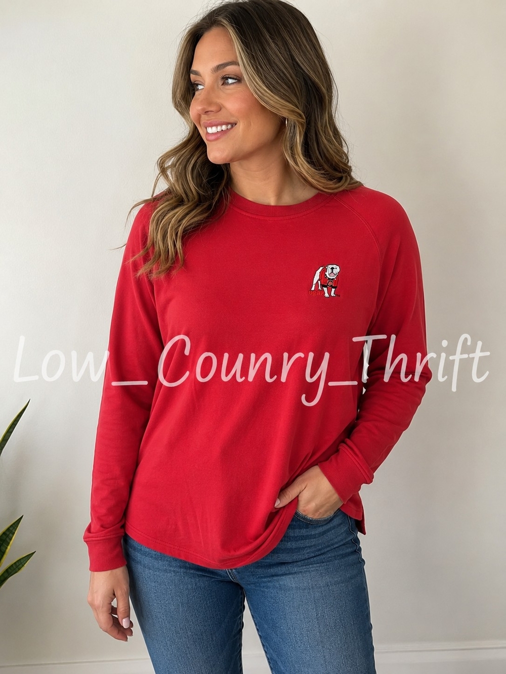 Peter Millar UGA Georgia Bulldogs Red Long Sleeve Shirt Women's L
